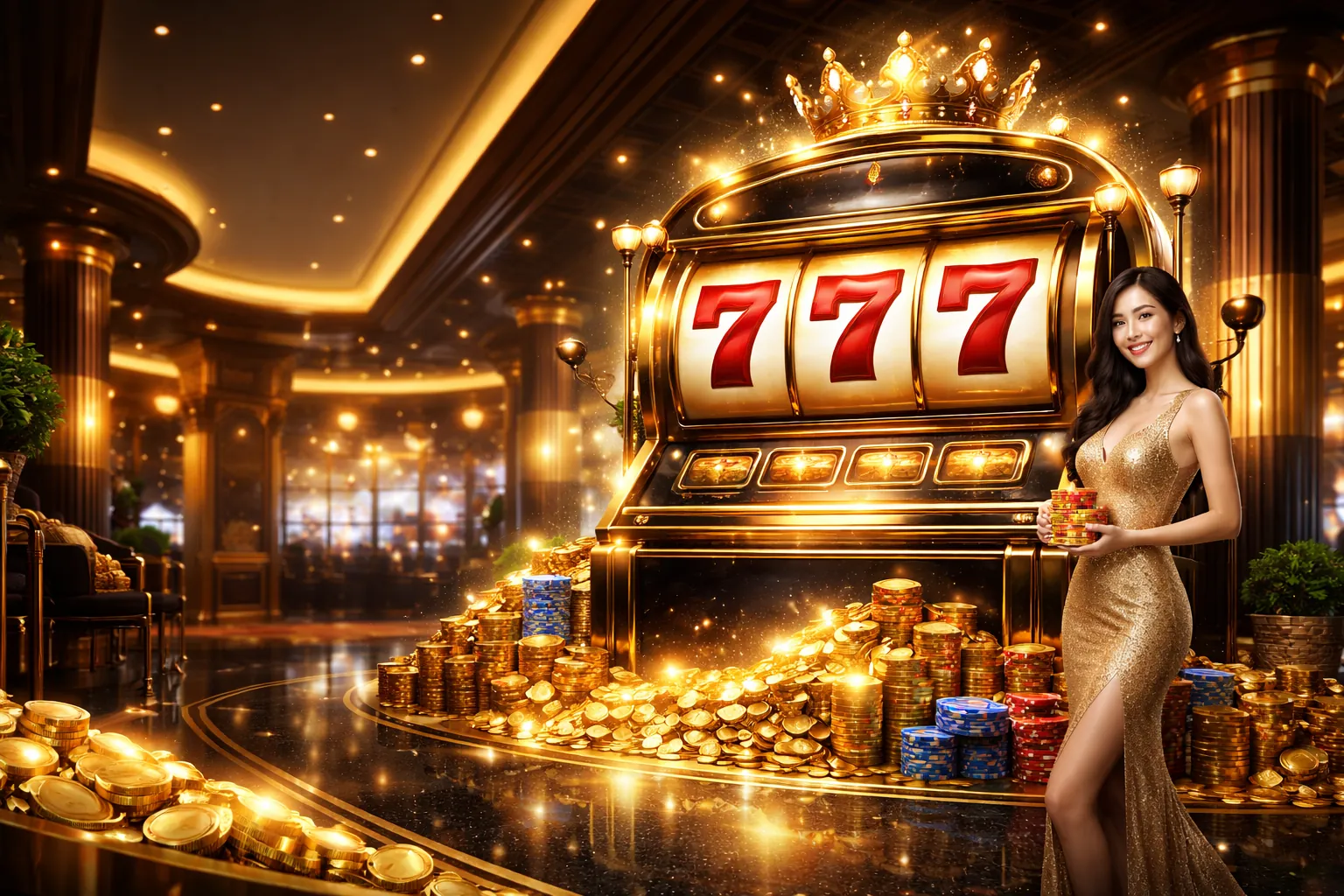 Hình nền 35llwin với máy đánh bạc và jackpot